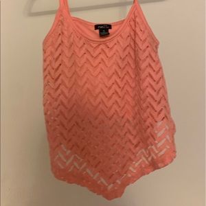 Coral lace crop tank top